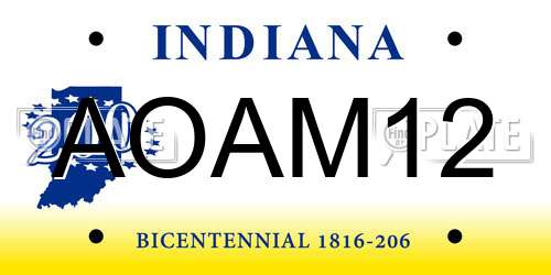 AOAM12 Indiana License Plate