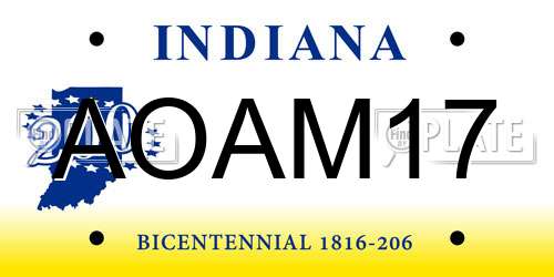 AOAM17 Indiana License Plate