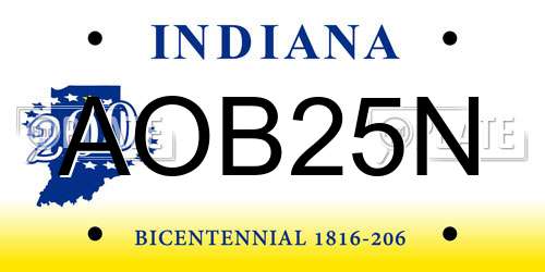 AOB25N Indiana License Plate