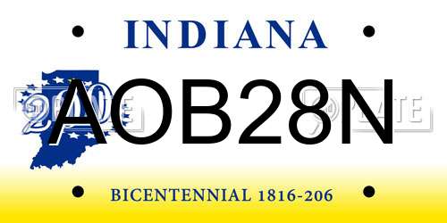 AOB28N Indiana License Plate