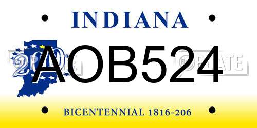 AOB524 Indiana License Plate