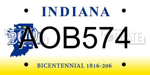 AOB574 Indiana License Plate