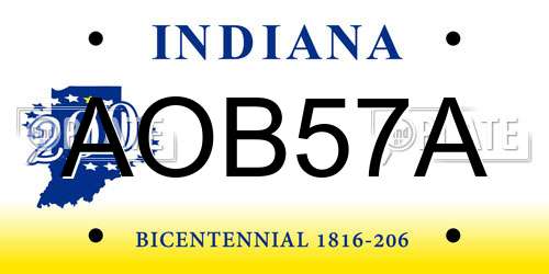 AOB57A Indiana License Plate