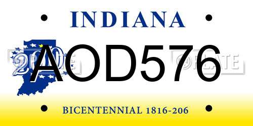 AOD576 Indiana License Plate