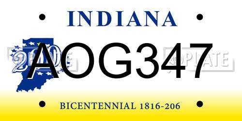 AOG347 Indiana License Plate