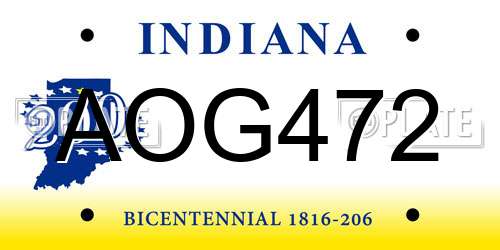AOG472 Indiana License Plate