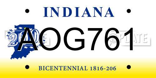 AOG761 Indiana License Plate