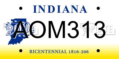 AOM313 Indiana License Plate