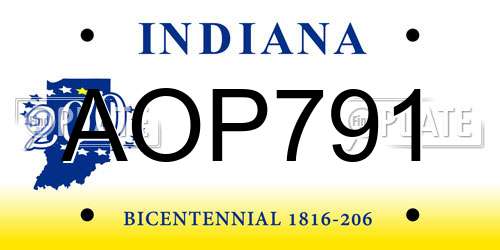 AOP791 Indiana License Plate