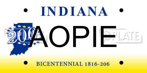 AOPIE Indiana License Plate