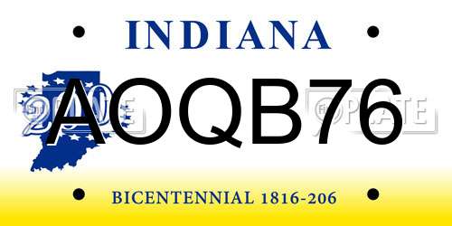 AOQB76 Indiana License Plate