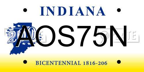 AOS75N Indiana License Plate