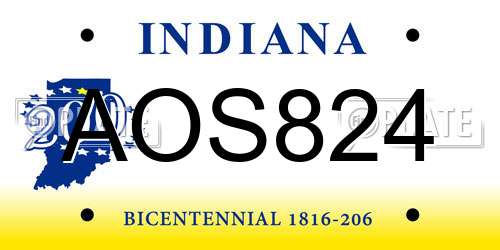 AOS824 Indiana License Plate
