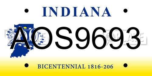 AOS9693 Indiana License Plate