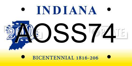 AOSS74 Indiana License Plate