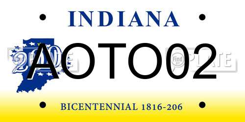 AOTO02 Indiana License Plate