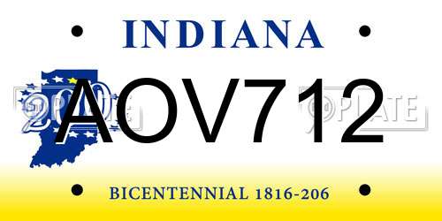 AOV712 Indiana License Plate