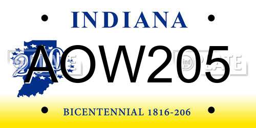AOW205 Indiana License Plate