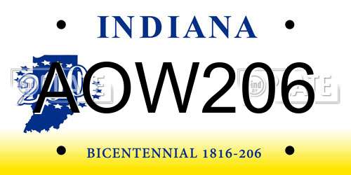 AOW206 Indiana License Plate