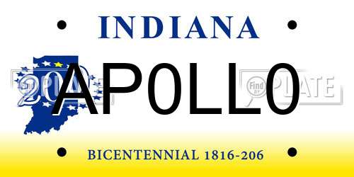 AP0LL0 Indiana License Plate