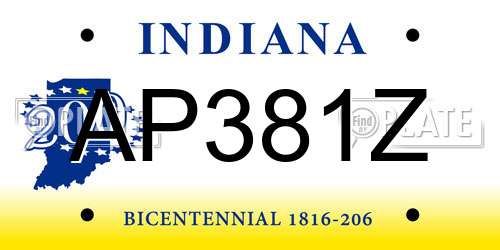 AP381Z Indiana License Plate