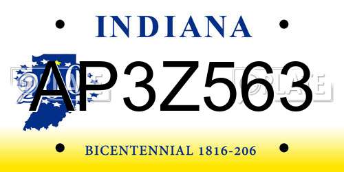 AP3Z563 Indiana License Plate