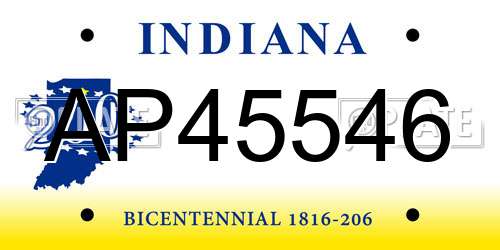 AP45546 Indiana License Plate
