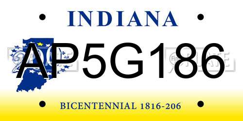 AP5G186 Indiana License Plate