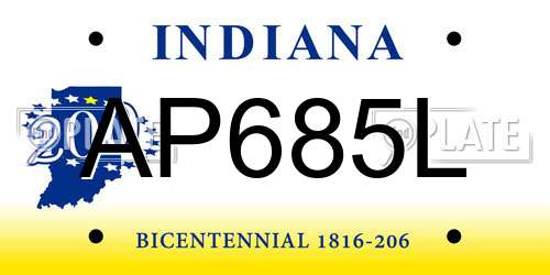 AP685L Indiana License Plate