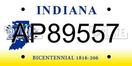AP89557 Indiana License Plate