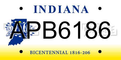 APB6186 Indiana License Plate