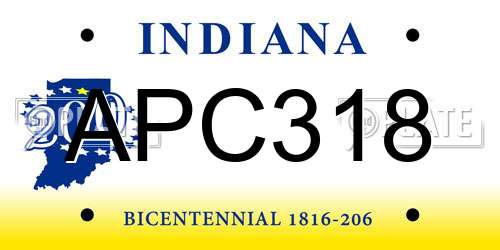 APC318 Indiana License Plate