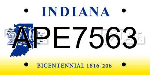 APE7563 Indiana License Plate