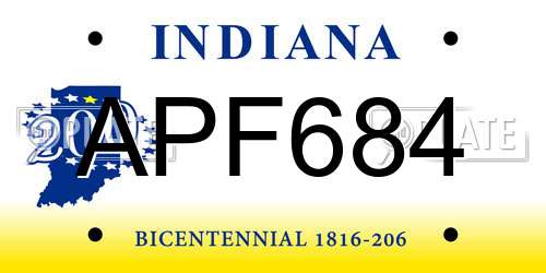 APF684 Indiana License Plate