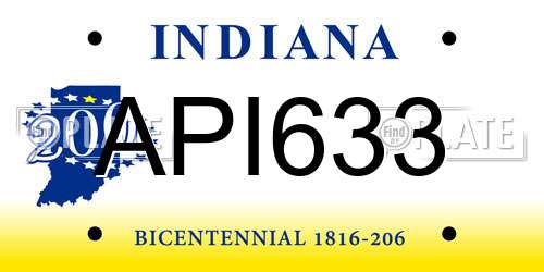 API633 Indiana License Plate
