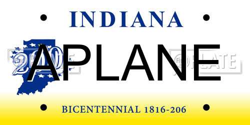 APLANE Indiana License Plate