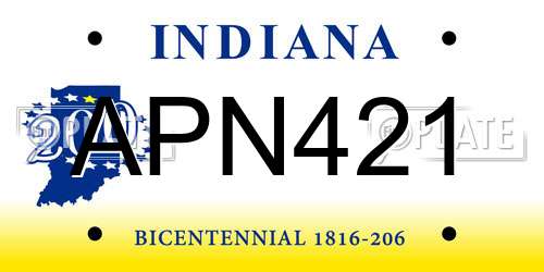 APN421 Indiana License Plate