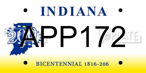APP172 Indiana License Plate