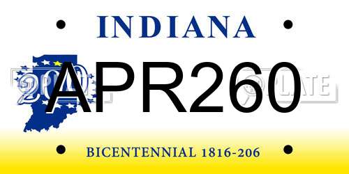 APR260 Indiana License Plate