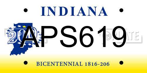 APS619 Indiana License Plate