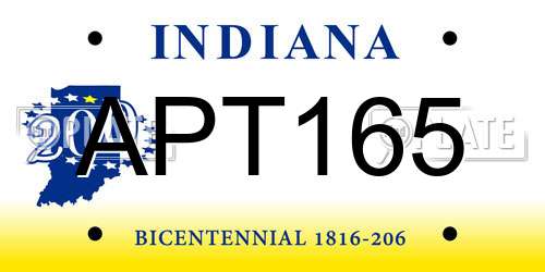 APT165 Indiana License Plate