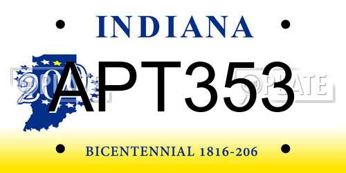APT353 Indiana License Plate