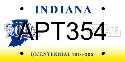 APT354 Indiana License Plate