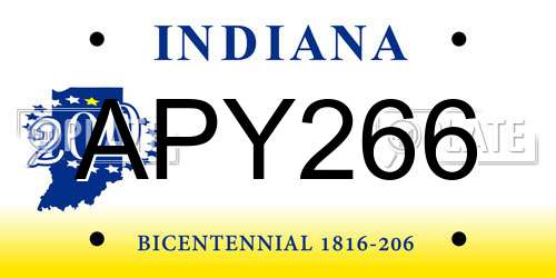 APY266 Indiana License Plate