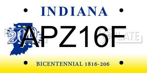 APZ16F Indiana License Plate