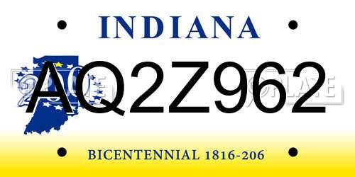 AQ2Z962 Indiana License Plate