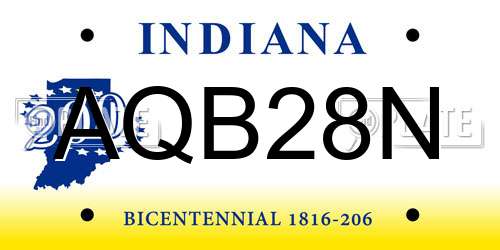 AQB28N Indiana License Plate