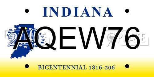 AQEW76 Indiana License Plate