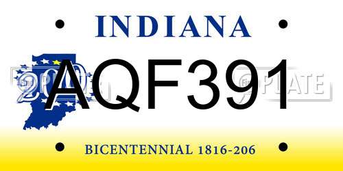 AQF391 Indiana License Plate