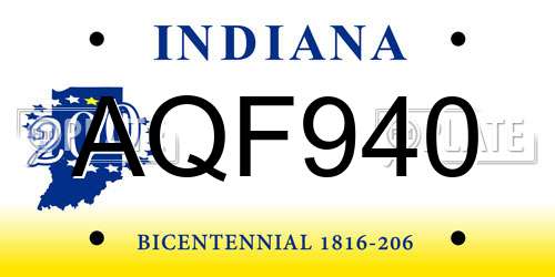 AQF940 Indiana License Plate